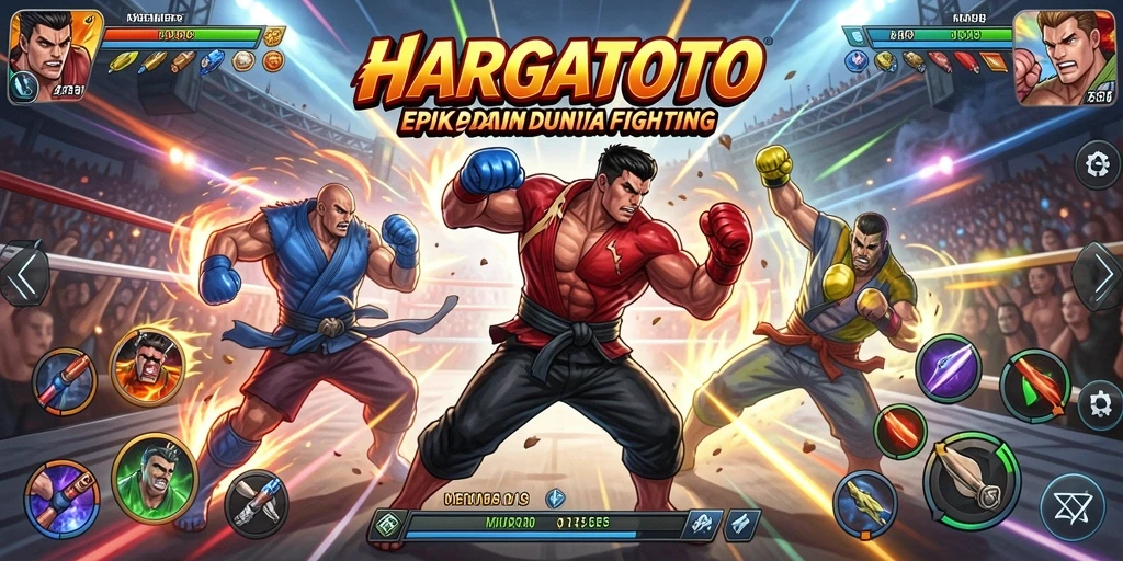 Screenshot gameplay HARGATOTO yang menunjukkan pertarungan intens.