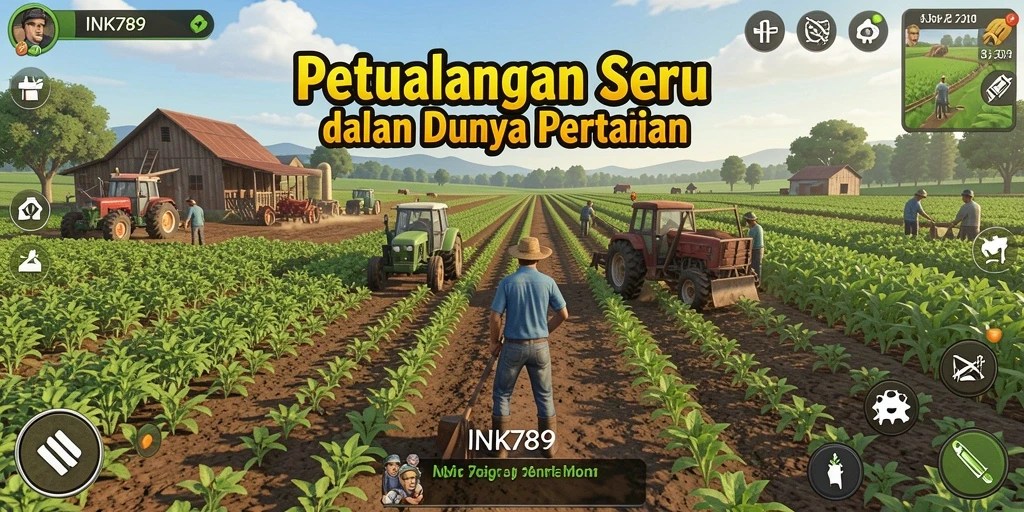Tampilan gameplay INK789 yang menarik dan penuh warna dalam bertani.
