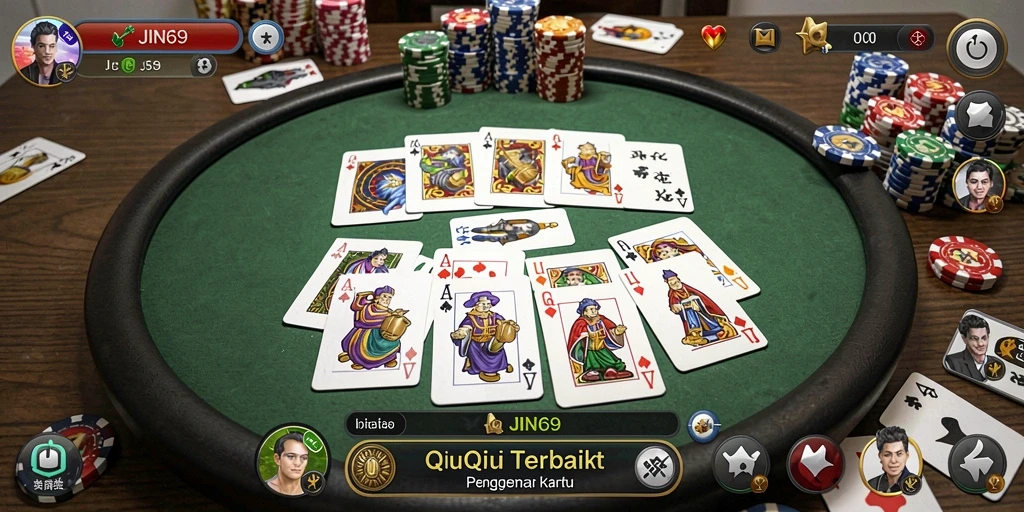 Screenshot utama JIN69 menampilkan gameplay QiuQiu yang mendebarkan.