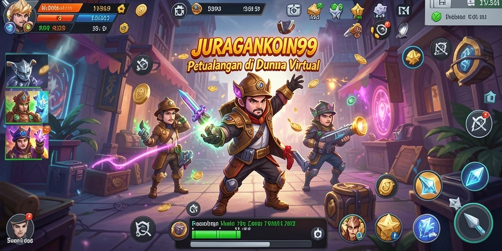 Screenshot menunjukkan aksi seru dalam JURAGANKOIN99 gameplay petualangan.