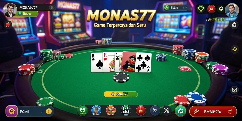 Screenshot menunjukkan pemain yang antusias bermain Poker.
