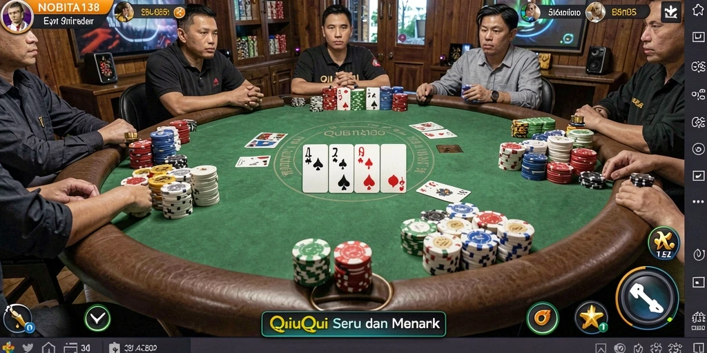 Tangkapan layar NOBITA138 menampilkan gameplay QiuQiu yang seru.