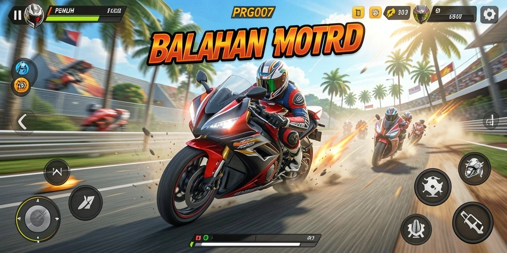 Tampilan gameplay seru balapan motor di PRG007.