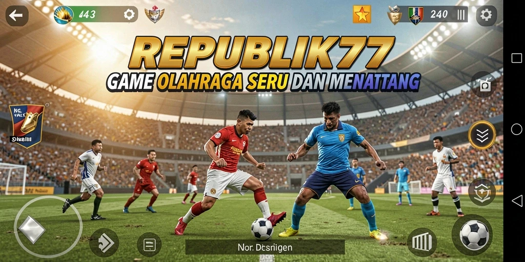 Tampilan gameplay REPUBLIK77 saat bertanding di lapangan.