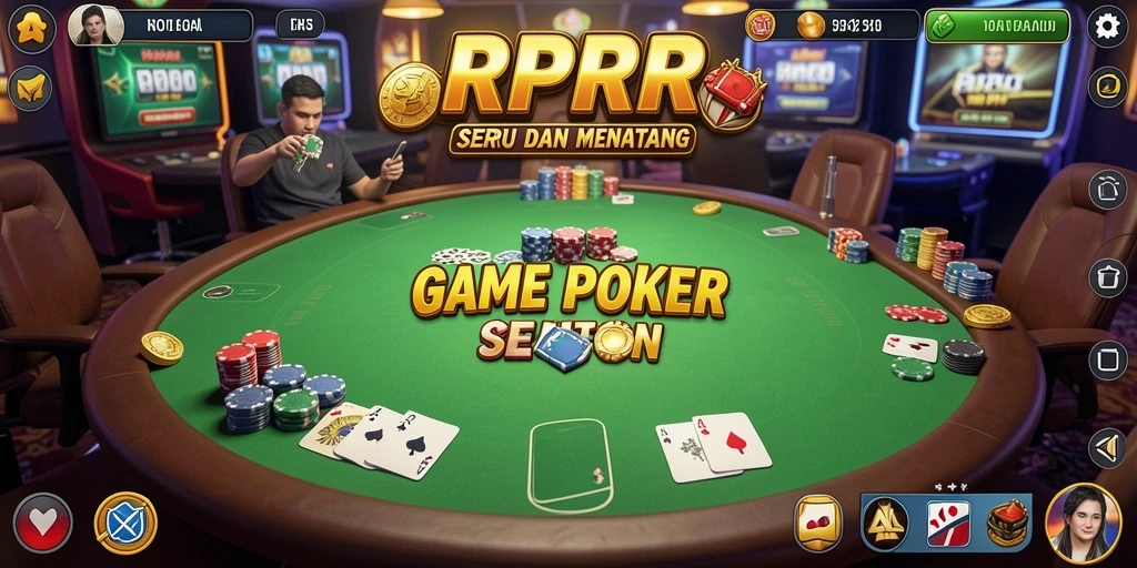 Tampilan gameplay seru di RPRR dengan fitur poker canggih.