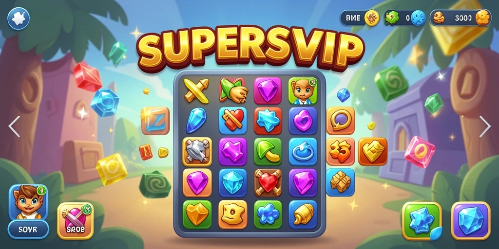 Tampilan gameplay SUPERSVIP yang memukau dan penuh warna.