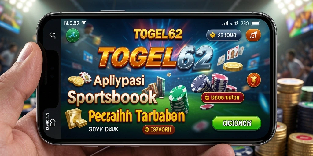 Tampilan gameplay menarik dari aplikasi TOGEL62 yang menonjolkan fitur Sportsbook.